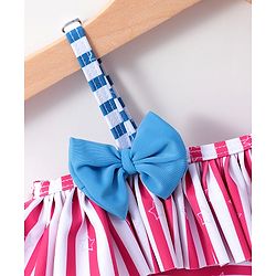 Babyhug One Shoulder Striped V Cut Swimsuit with Cap - Red