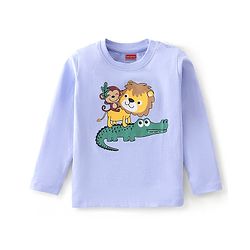 Babyhug Cotton Knit Full Sleeves Wild Animals Graphic T-Shirt - Purple