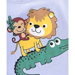 Babyhug Cotton Knit Full Sleeves Wild Animals Graphic T-Shirt - Purple