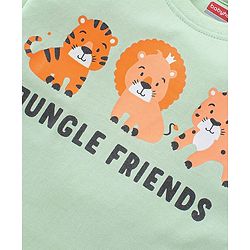 Babyhug 100% Cotton Full Sleeves T-Shirt with Lion Graphics Print - Lime Green