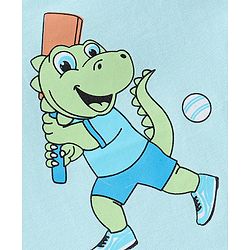 Babyhug Cotton Knit Full Sleeves T-Shirt Dino Graphic Print - Light Blue