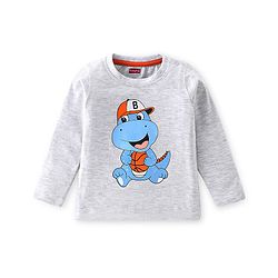 Babyhug 100% Cotton Knit Full Sleeves T-Shirt with Crocodile Graphics - White