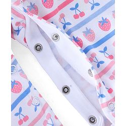 Babyhug Cotton Interlock Knit Full Sleeves Footed Sleep Suit Strawberry Print - White