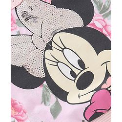 Babyhug 100% Cotton Knit Full Sleeves Sweatshirt With Minnie Mouse Graphics & Sequins Detailing - Pink