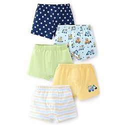 Babyhug 100% Cotton Knit Bear Printed Trunk Pack of 5 - Multicolour