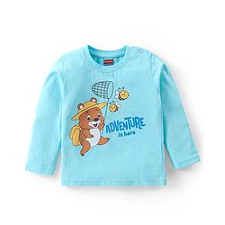 Babyhug Cotton Knit Full Sleeves Bear & Bees Printed Night Suit - Blue