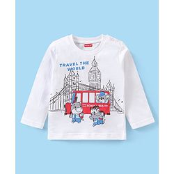 Babyhug Cotton Knit Full Sleeves Night Suit With Animals Print - White & Red