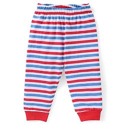 Babyhug Cotton Knit Full Sleeves Night Suit With Animals Print - White & Red