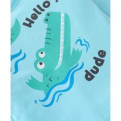 Babyhug Cotton Knit Full Sleeves Night Suit With Crocodile Print - Blue