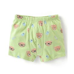 Babyhug 100% Cotton Knit Regular Trunks Teddy Print Pack of 3 - Green Blue & Orange