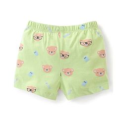 Babyhug 100% Cotton Knit Regular Trunks Teddy Print Pack of 3 - Green Blue & Orange
