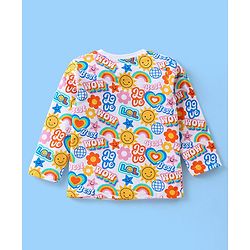 Babyhug Cotton Knit Full Sleeves Text Printed Night Suit - Multicolour