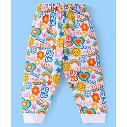 Babyhug Cotton Knit Full Sleeves Text Printed Night Suit - Multicolour