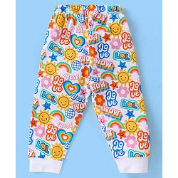 Babyhug Cotton Knit Full Sleeves Text Printed Night Suit - Multicolour