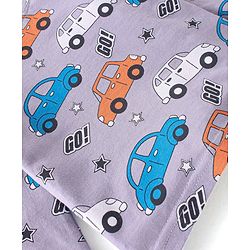 Babyhug Cotton Knit Full Sleeves Night Suit Car Print - Purple