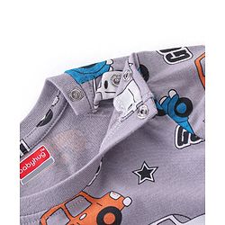 Babyhug Cotton Knit Full Sleeves Night Suit Car Print - Purple