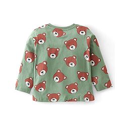 Babyhug Cotton Knit Full Sleeves Teddy Printed Night Suit - Green