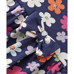 Babyhug Cotton Knit Half Sleeves Frock With Floral & Striped Print Pack Of 2 - Orange & Navy Blue