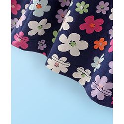 Babyhug Cotton Knit Half Sleeves Frock With Floral & Striped Print Pack Of 2 - Orange & Navy Blue