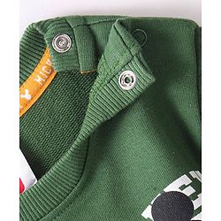 Babyhug 100% Cotton Knit Full Sleeves Sweatshirt With Mickey Mouse Graphics & Quilt Detailing -Green
