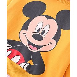 Babyhug 100% Cotton Knit Full Sleeves Overlap Sweatshirt With Mickey Mouse Graphics & Collar Detailing - Yellow