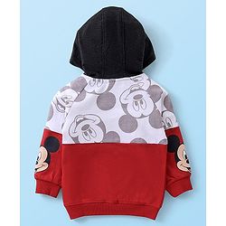 Babyhug 100% Cotton Knit Full Sleeves Sweatshirt With Mickey Mouse Print & Embroidery - Red White & Black