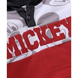 Babyhug 100% Cotton Knit Full Sleeves Sweatshirt With Mickey Mouse Print & Embroidery - Red White & Black