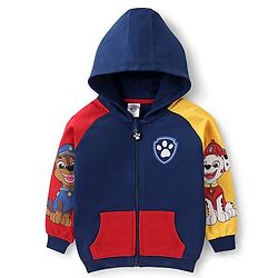 Babyhug 100% Cotton Knit Full Sleeves Hooded Sweatjacket With Zipper & Paw Patrol Graphics - Navy Blue