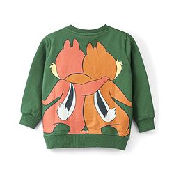Babyhug 100% Cotton Knit Full Sleeves with Chip & Dale Graphics Sweatshirt - Green