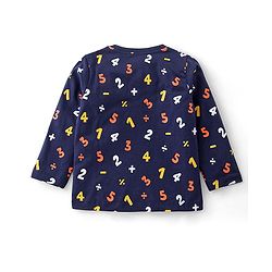 Babyhug Cotton Knit Full Sleeves Night Suit Alphabets Print - Navy