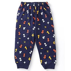 Babyhug Cotton Knit Full Sleeves Night Suit Alphabets Print - Navy