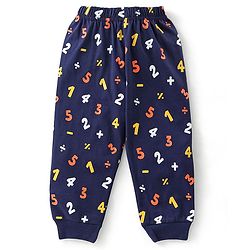 Babyhug Cotton Knit Full Sleeves Night Suit Alphabets Print - Navy