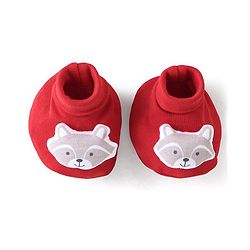 Babyhug 100% Cotton Knit Booties With Koala Design - Red