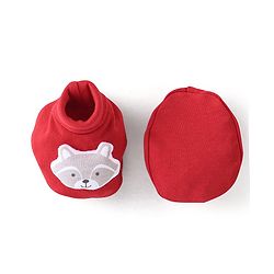 Babyhug 100% Cotton Knit Booties With Koala Design - Red