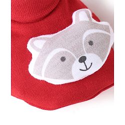 Babyhug 100% Cotton Knit Booties With Koala Design - Red