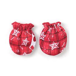 Babyhug 100% Cotton Knit Deer Printed Cap Mittens & Booties - Red