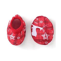Babyhug 100% Cotton Knit Deer Printed Cap Mittens & Booties - Red