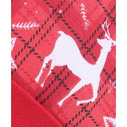 Babyhug 100% Cotton Knit Deer Printed Cap Mittens & Booties - Red
