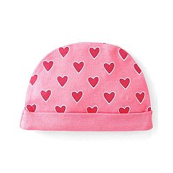 Babyhug 100% Cotton Interlock Knit Cap Mittens And Booties Heart Print - Pink