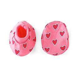 Babyhug 100% Cotton Interlock Knit Cap Mittens And Booties Heart Print - Pink