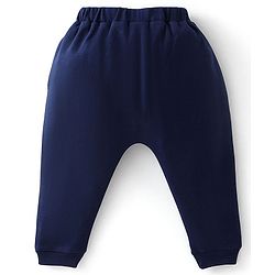 Babyhug Cotton Knit Full Sleeves Onesies Tiger Print With Leggings - Navy Blue