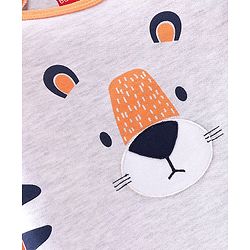 Babyhug Cotton Knit Full Sleeves Onesies Tiger Print With Leggings - Navy Blue