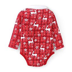 Babyhug 100% Cotton Interlock Knit Full Sleeves Onesies Deer Print - Red