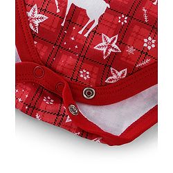 Babyhug 100% Cotton Interlock Knit Full Sleeves Onesies Deer Print - Red