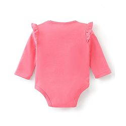 Babyhug 100% Cotton Full Sleeves Onesie with Head Band Text Print - Pink
