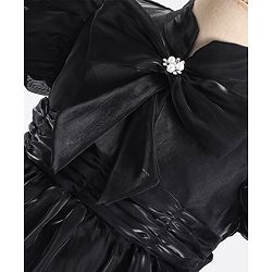 Babyhug Half Sleeves Organza Party Frock with Bow Applique- Black