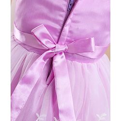Babyhug Sleeveless Textured & Floral Embroidered Party Frock - Lavender