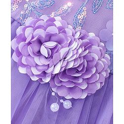 Babyhug Sleeveless Embroidered Yoke with Corsage Party Frock - Purple