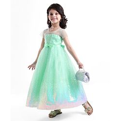 Babyhug Half Sleeves Gown with Sequin Detailing - Mint