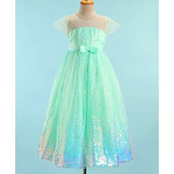Babyhug Half Sleeves Gown with Sequin Detailing - Mint